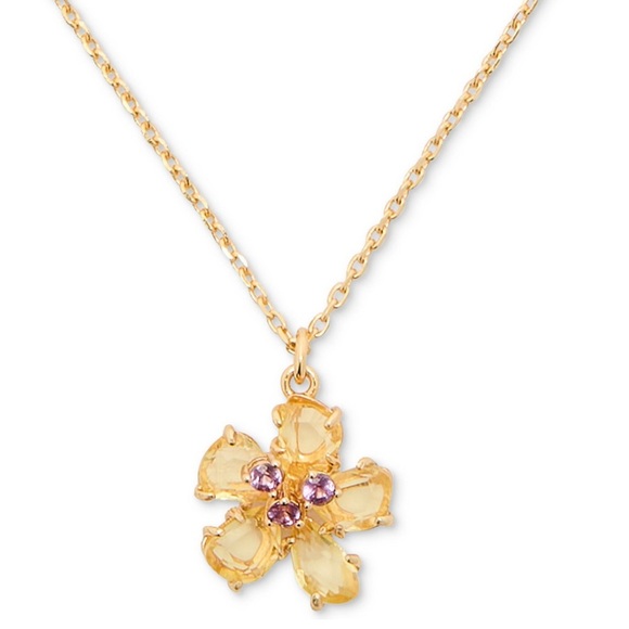 Kate Spade NY Gold-Tone Paradise Flower Mini Pendant Necklace New w Tag 16-19 In - Picture 3 of 11
